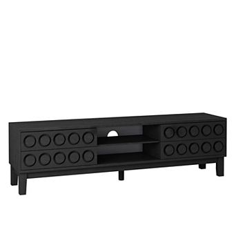 Merax 3D Surface Design Media Console TV Stand Solid Wood Entertainment Center