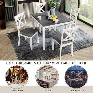 Merax 5 Piece Modern 4Person Dining Table Set