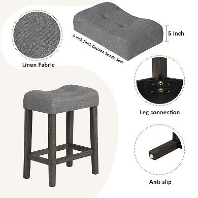 Merax 3 Piece Rustic Bar Table Set with USB/TypeC Ports Space Saving Counter Height Table