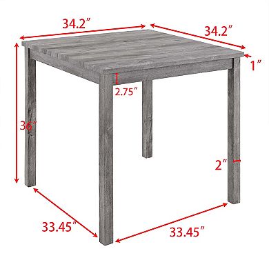Industrial 36" Square Bar Table & 4 Stool Set Imitation Wood Grain Space