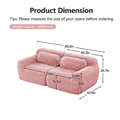 Merax 2-seater Modular Couches,Soft Fluffy Plush Fabric Bottom Anti-Slip Design