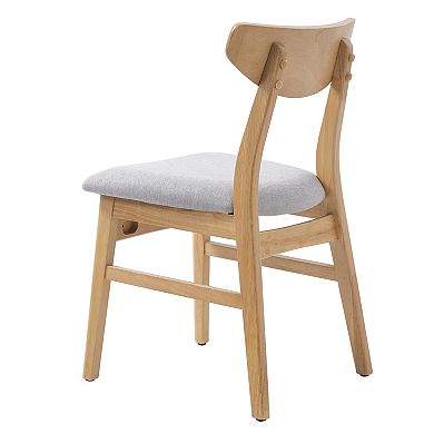 Merax 4 Piece Modern Scandinavian Chairs - Curved Wood Backrest & Gray Fabric Seat