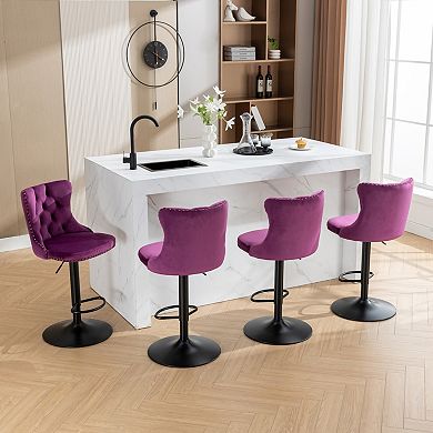 Merax Adjustable Height Bar Stool Luxury Hand Pulled Button Back with Cupreous Nailheads