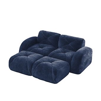 Merax Boneless Sofa,Soft Velvet Fabric Tufted Design 32D High Density Sponge