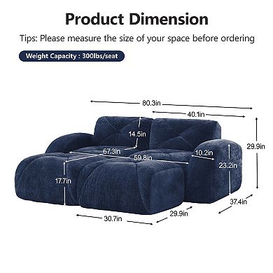 Merax Boneless Sofa,Soft Velvet Fabric Tufted Design 32D High Density Sponge