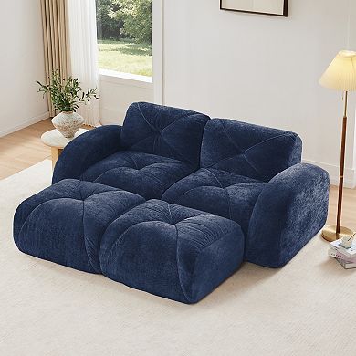 Merax Boneless Sofa,Soft Velvet Fabric Tufted Design 32D High Density Sponge
