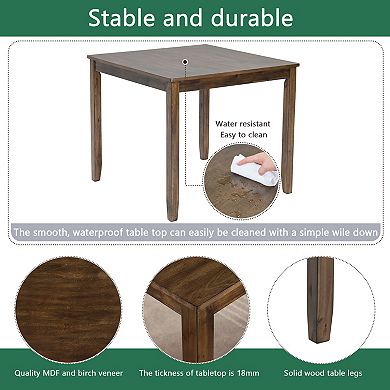Merax 5Piece Square Dining Set for Small Spaces 34.5" MDF Table & 4 Cross Back Chairs