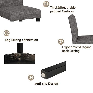 Merax 5 Piece Modern Dining Table Set Light Gray & Black