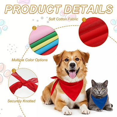 2 Pcs Dog Scarf Sublimation Bib Heat Transfer Triangle DIY Solid Cotton Scarf Washable