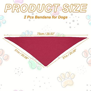 2 Pcs Dog Scarf Sublimation Bib Heat Transfer Triangle DIY Solid Cotton Scarf Washable