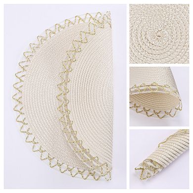 Rustic Placemats 6 Pack Round Woven Placemats for Dining Table Decor Washable Mat Wipe Clean 15 inch