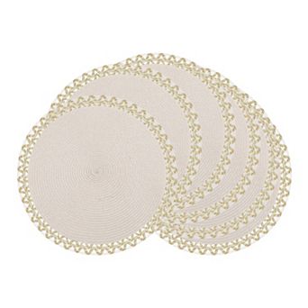 Rustic Placemats 6 Pack Round Woven Placemats for Dining Table Decor Washable Mat Wipe Clean 15 inch