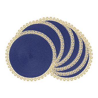 Rustic Placemats 6 Pack Round Woven Placemats for Dining Table Decor Washable Mat Wipe Clean 15 inch