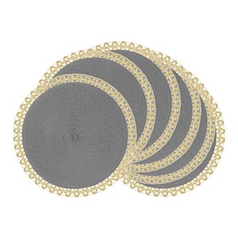 Rustic Placemats 6 Pack Round Woven Placemats for Dining Table Decor Washable Mat Wipe Clean 15 inch