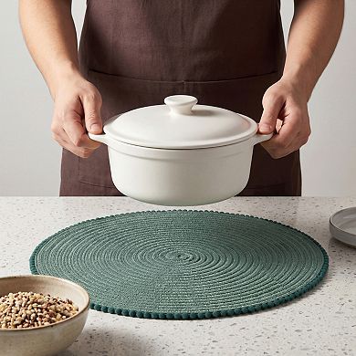 Rustic Round Placemats Set of 6 Woven Mats for Table Decor Washable Table Mat Wipe Clean 15 inch