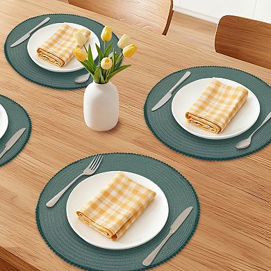 Rustic Round Placemats Set of 6 Woven Mats for Table Decor Washable Table Mat Wipe Clean 15 inch