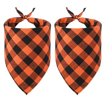Dog Bandana, Cats Scarf Buffalo Plaid Printing Triangle Handkerchief 2 pc