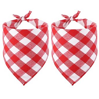 Dog Bandana, Cats Scarf Buffalo Plaid Printing Triangle Handkerchief 2 pc