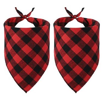 Dog Bandana, Cats Scarf Buffalo Plaid Printing Triangle Handkerchief 2 pc