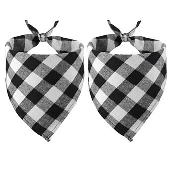 Dog Bandana, Cats Scarf Buffalo Plaid Printing Triangle Handkerchief 2 pc