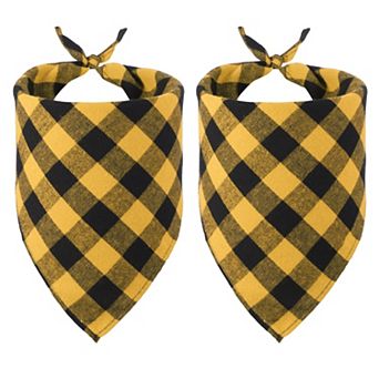 Dog Bandana, Cats Scarf Buffalo Plaid Printing Triangle Handkerchief 2 pc