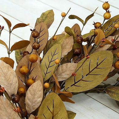 20-in. Autumn Magnolia Leaf & Pomegranate Berry Artificial Wreath