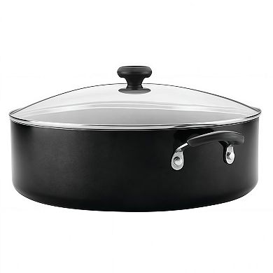 Nonstick One-Pot Family Braising Pan with Glass Lid, Dishwasher Safe, Black