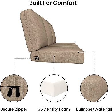 Covers&All Sunbrella 22"x 24" Outdoor Seat & Back Cushion, Set of 3, 5" Thick Foam Patio Cushions