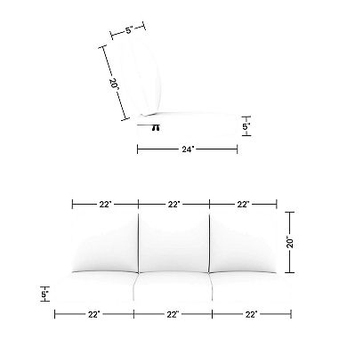 Covers&All Sunbrella 22"x 24" Outdoor Seat & Back Cushion, Set of 3, 5" Thick Foam Patio Cushions