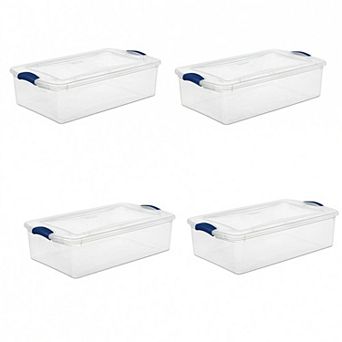 4 Pack 32-qt Underbed Storage Container with Latch Lid