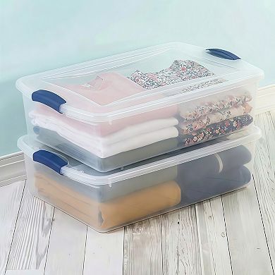 4 Pack 32 Quart Underbed Storage Container with Latch Lid