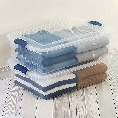 4 Pack 32 Quart Underbed Storage Container with Latch Lid