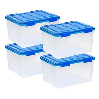 44-qt Plastic Storage Bins with Sealed Lids Clear Airtight Containers 4-Pack
