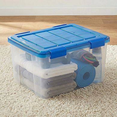 44 Qt Plastic Storage Bins with Sealed Lids Clear Airtight Containers 4-Pack