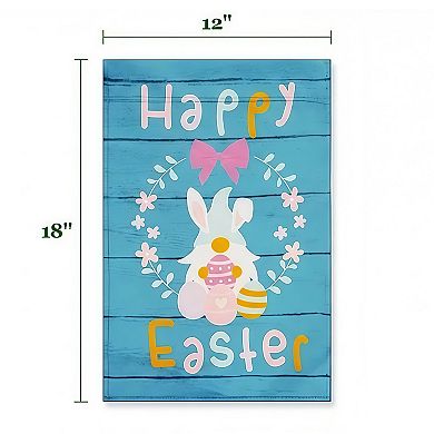 Happy Easter Rabbit Gnome with Eggs Double Sided Garden Flag Blockout Fabric