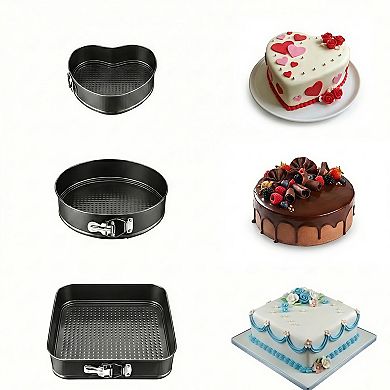 3-Piece Non-Stick Springform Cake Pan Set with Removable Bottom and Leakproof Design