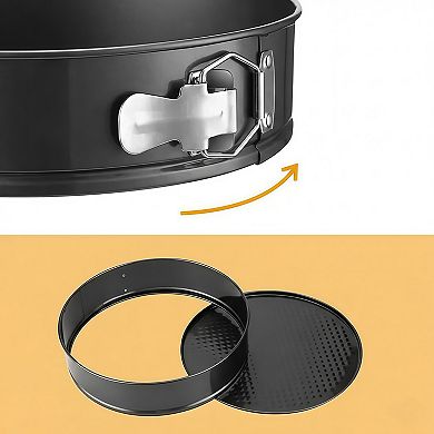 3-Piece Non-Stick Springform Cake Pan Set with Removable Bottom and Leakproof Design