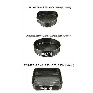 3-Piece Non-Stick Springform Cake Pan Set with Removable Bottom and Leakproof Design