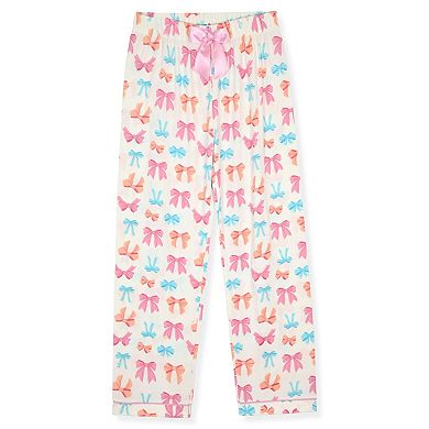 Sleep On It Girls 2-Piece Short-Sleeve Button Down Coat Pajama Top and Pajama Pants Set w Scrunchie