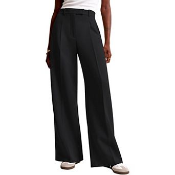 Womens Pants High Waist Wide Leg Pocket Dress Trousers Pants Professional Office Pants