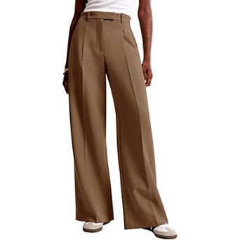 Womens Pants High Waist Wide Leg Pocket Dress Trousers Pants Professional Office Pants