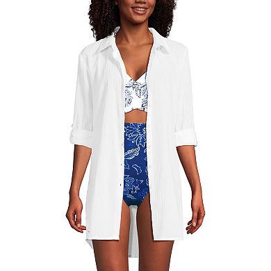 Women's Lands' End Button-Up Shirtdress Cover-Up