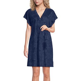 Womens Lands' End Terry Dolman Sleeve V-Neck Cover-Up Dress