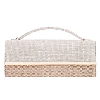 N by Nina Flap Clutch with Metal Bar Detail