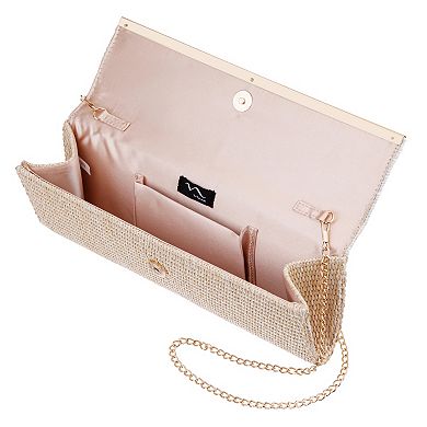 N by Nina East/West Flap Clutch with Metal Bar Detail