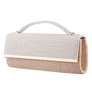 N by Nina East/West Flap Clutch with Metal Bar Detail