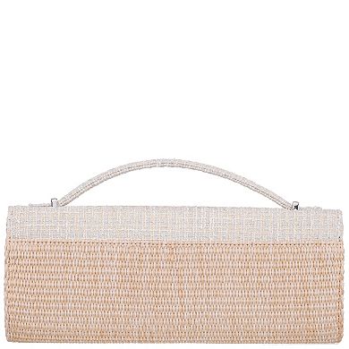N by Nina East/West Flap Clutch with Metal Bar Detail