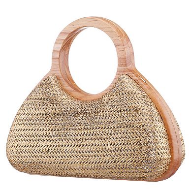 N by Nina Wooden Framed Metallic Straw Bag