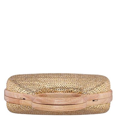 N by Nina Wooden Framed Metallic Straw Bag