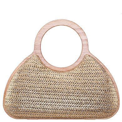 N by Nina Wooden Framed Metallic Straw Bag